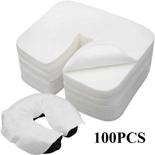 100PCS Disposable Massage Face Cradle Covers Spa Salon Non-Woven Headrest Cushion Sheets