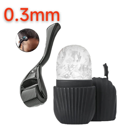 Ice Roller & Micro Needle Facial Roller Set Skin Care Face Beard Beauty Tool