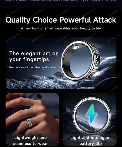 Smart Ring with Touch Display Heart Rate Sleep Tracker IP68 Waterproof Android iOS