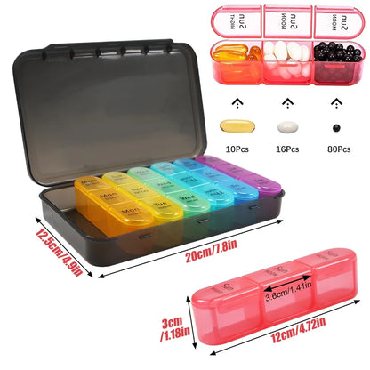 Weekly Pill Organizer 7 Day, 3 Times a Day | Large Travel Pill Box with 21 Compartments for Vitamins & Supplements