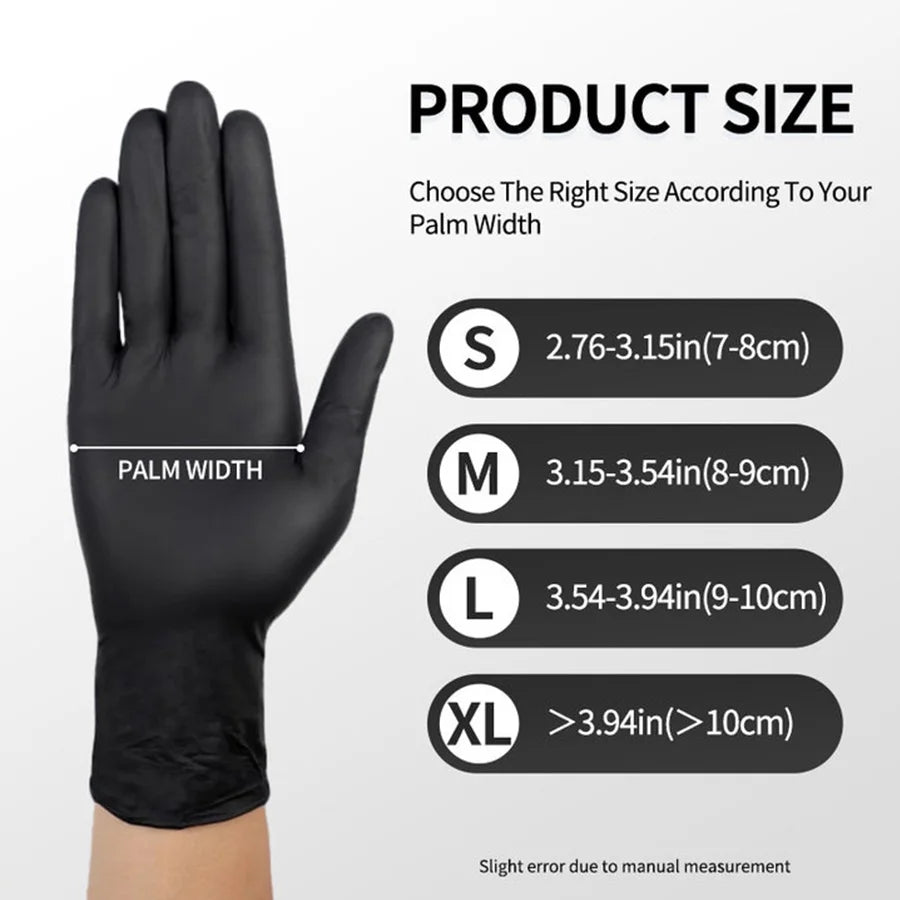 100-800 PCS Black Disposable Neoprene Gloves Powder Free Latex Free Various Sizes
