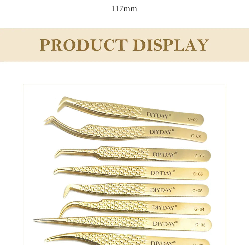 DIYDAY Anti-Slip Eyelash Extension Tweezers – Stainless Steel Fiber Tip Precision Lash Tool