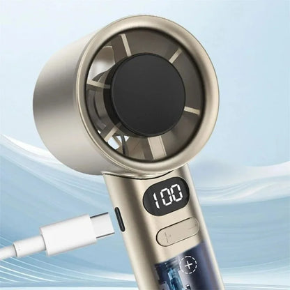 Portable USB Rechargeable Bladeless Handheld Fan – 120 Wind Speeds, High-Speed Mini Personal Electric Fan for Face & Eyelash Drying