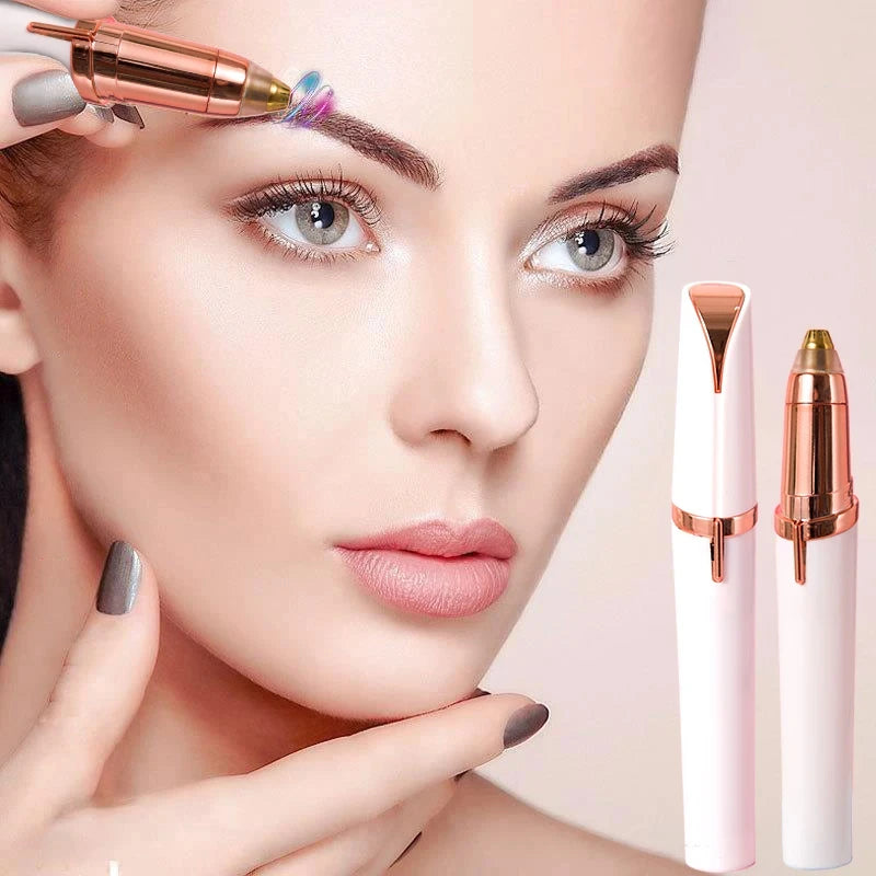 2-in-1 Electric Eyebrow Trimmer & Nose Hair Remover – Portable Facial Grooming Tool