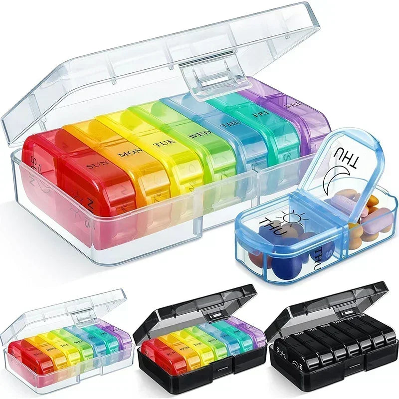 Weekly Pill Organizer 7 Day Pill Box Portable Medicine Tablet Storage Case Travel Container