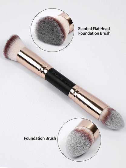 MAANGE 4-Piece Makeup Brush Set with Case – Dual-Ended Foundation, Powder & Eyeshadow Brushes