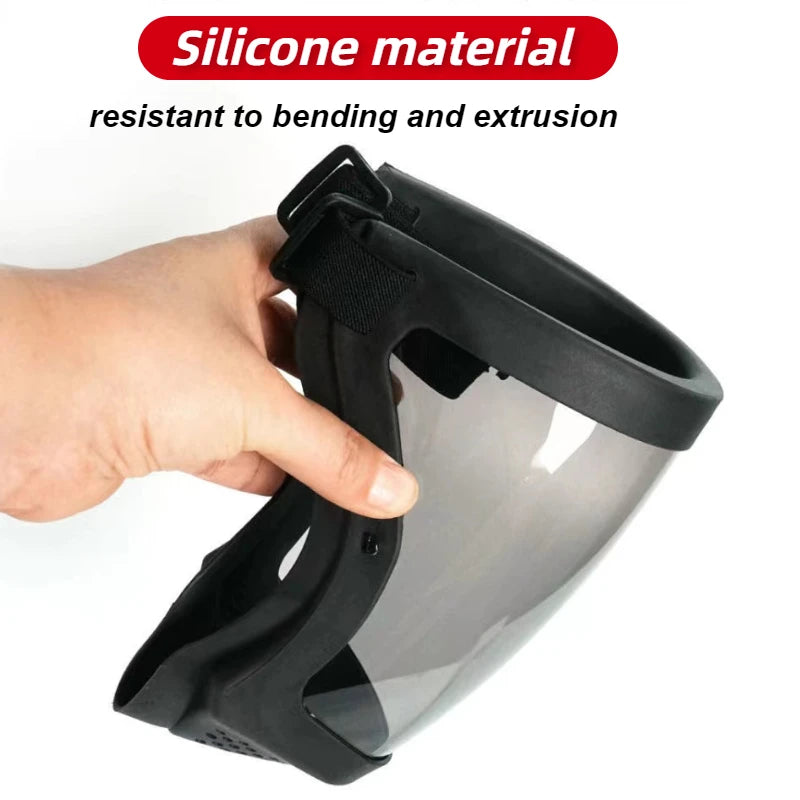 Reusable Work Protection Mask with Transparent Face Shield – Anti-Splash Facial Protector with Silicone Seal & Respiratory Filter for Kitchen, Food Service, and Industrial Use