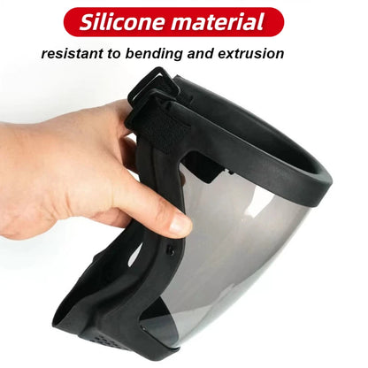 Reusable Work Protection Mask with Transparent Face Shield – Anti-Splash Facial Protector with Silicone Seal & Respiratory Filter for Kitchen, Food Service, and Industrial Use