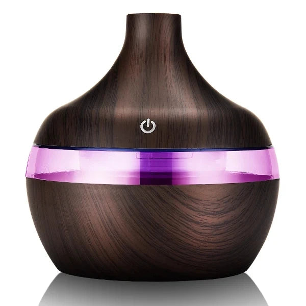 300ml Ultrasonic Aroma Diffuser & Cool Mist Humidifier – Essential Oil Aromatherapy Air Purifier for Home & Office (Wood Design)