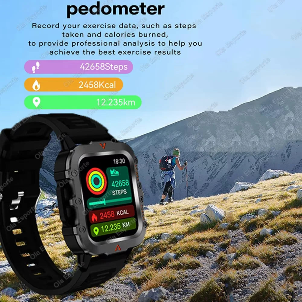 Men’s Bluetooth Smart Watch with LED Flashlight | Call & Message Alerts | Fitness & Activity Tracker | Life Waterproof | Android & iOS