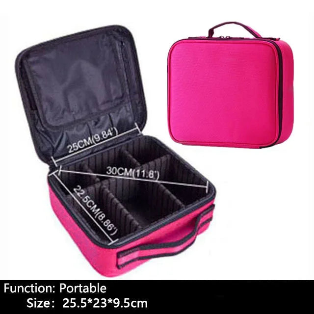 Professional Makeup Case – Women’s Cosmetic Organizer, Brush & Nail Tool Storage Box, Beauty Travel Suitcase