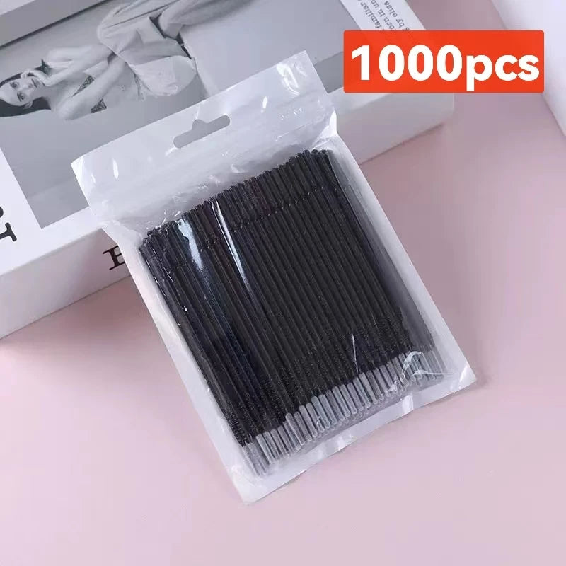 500/1000PCS Eyelash Cleaning Brushes – Colorful Crystal Handle Micro Brushes for Lash Extension Care, Makeup Removal, and Beauty Tools