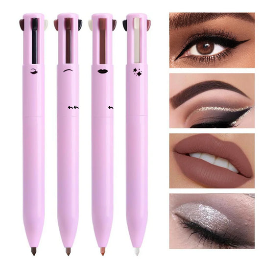 4-in-1 Multi-Functional Makeup Pencil Set – Lip Liner, Eyeliner & Eyebrow Pencil (4 Colors)