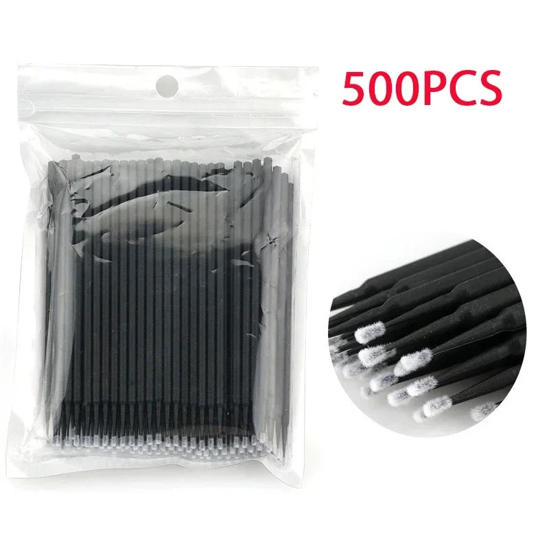 500/1000PCS Eyelash Cleaning Brushes – Colorful Crystal Handle Micro Brushes for Lash Extension Care, Makeup Removal, and Beauty Tools