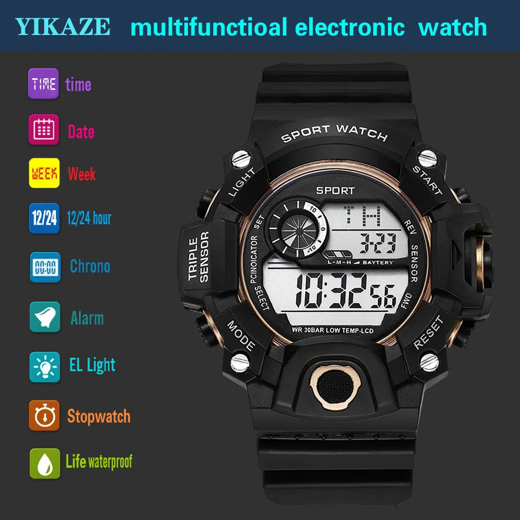 MAYZHISU Men’s Digital Sports Watch | Large Dial | Alarm, Stopwatch & Backlight | 3ATM Water Resistant | Military Style Wristwatch