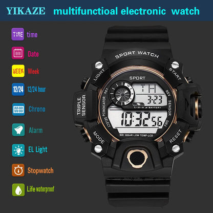 MAYZHISU Men’s Digital Sports Watch | Large Dial | Alarm, Stopwatch & Backlight | 3ATM Water Resistant | Military Style Wristwatch