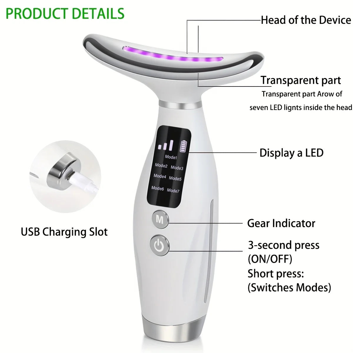 3-in-1 Facial Beauty Massager – EMS-Inspired Skin Toning for Face, Neck & Eyes