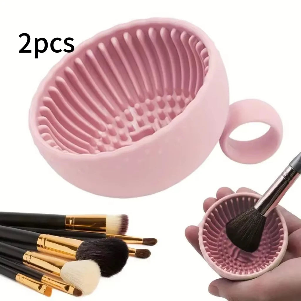 Silicone Makeup Brush Cleaner Bowl – Quick Clean Scrubber Pad, Non-Slip Deep Cleaning Tool for Cosmetic Brushes