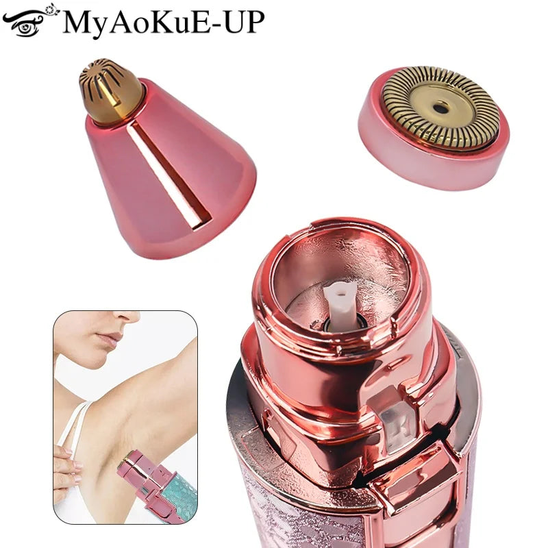 2-in-1 Rechargeable Facial Hair Remover & Eyebrow Trimmer with LED Light – USB Electric Razor for Face & Lips