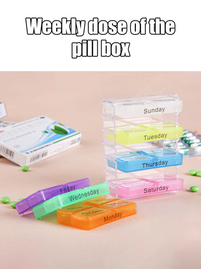 28-Compartment Medicine Box Organizer – Drawer-Style Pill Storage Case, Plastic Home Health Care Organizer