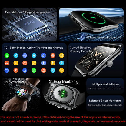 Smart Watch 1.96" AMOLED Bluetooth Call Fitness Tracker IP68 for Android iOS
