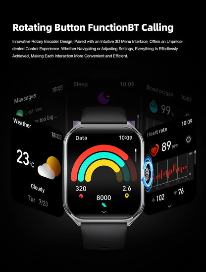 Smart Watch 1.96" AMOLED Bluetooth Call Fitness Tracker IP68 for Android iOS