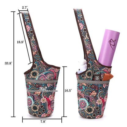 Large Yoga Mat Bag Women Gym Tote – Canvas Fitness Shoulder Bag with Zipper Pockets, Travel Sports Carry Bag (No Mat)