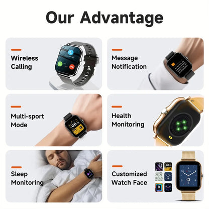 Smartwatch for Men & Women – Full Touch Screen, Bluetooth Calling, Sport & Fitness Tracker