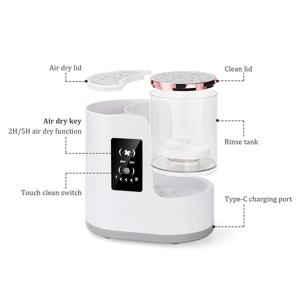 Automatic Makeup Brush Cleaner & Dryer – Electric Cosmetic Brush Washing Machine, Air Drying Stand