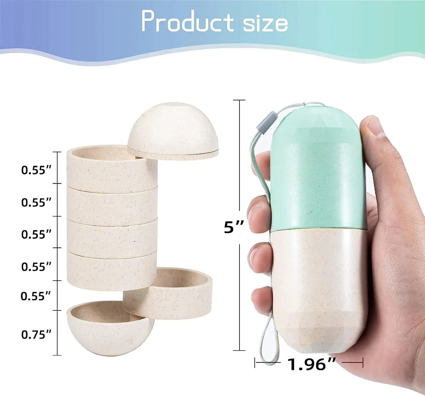 7 Day Weekly Pill Organizer Portable Waterproof Medicine Case Travel Pill Box 7 Compartments