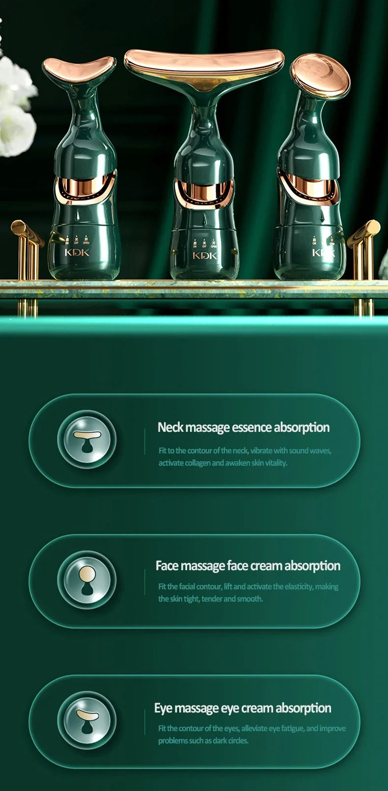 3-in-1 Facial Beauty Massager – Skin Toning Tool for Face, Neck & Eyes