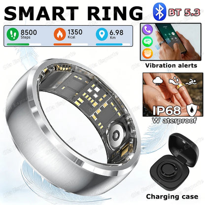 Smart Ring Fitness Tracker Call Alerts Sleep Monitor IP68 Waterproof Ring