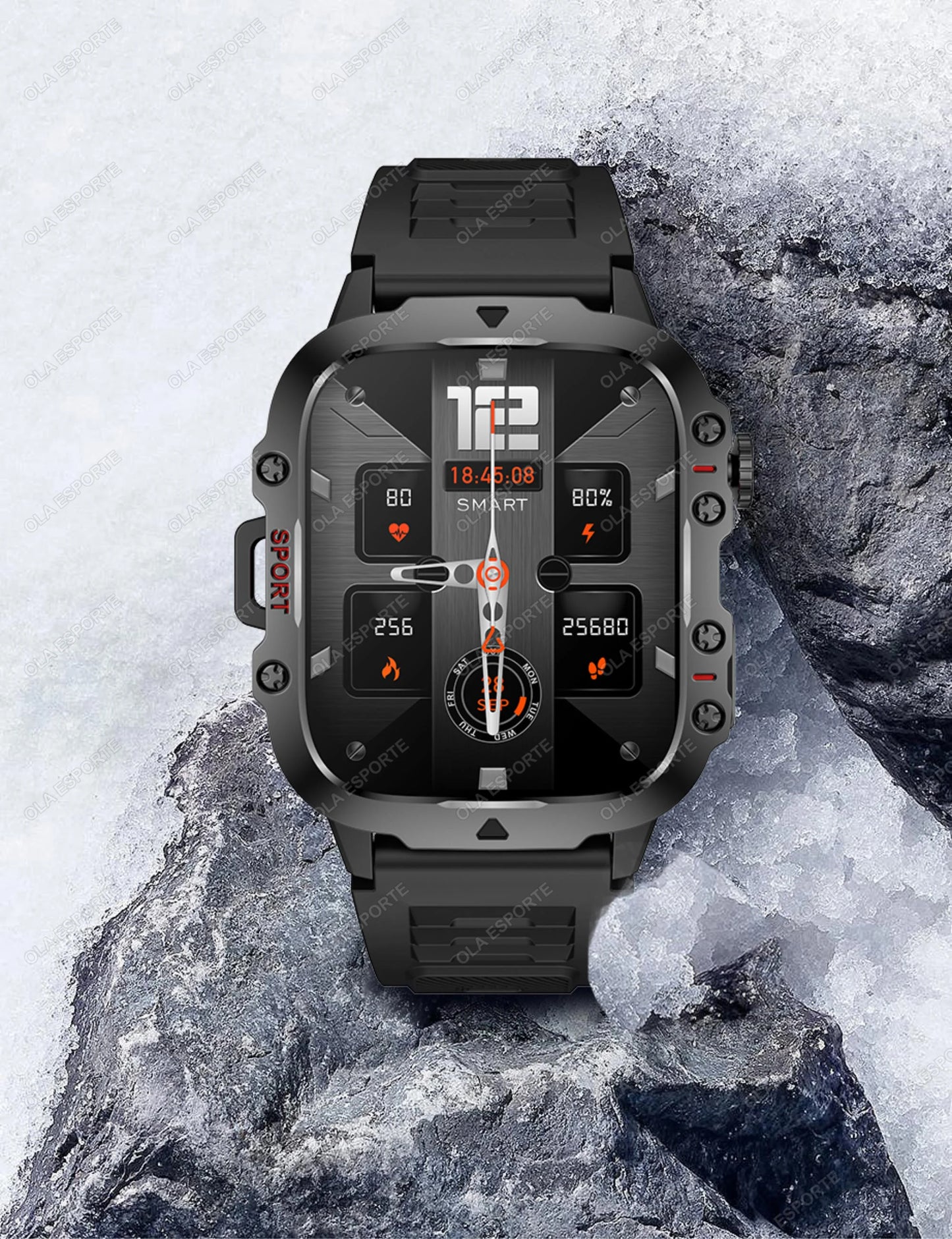 Rugged Military GPS Smart Watch for Men – Bluetooth Call, Heart Rate, Blood Oxygen, AI Voice, Sport & Waterproof