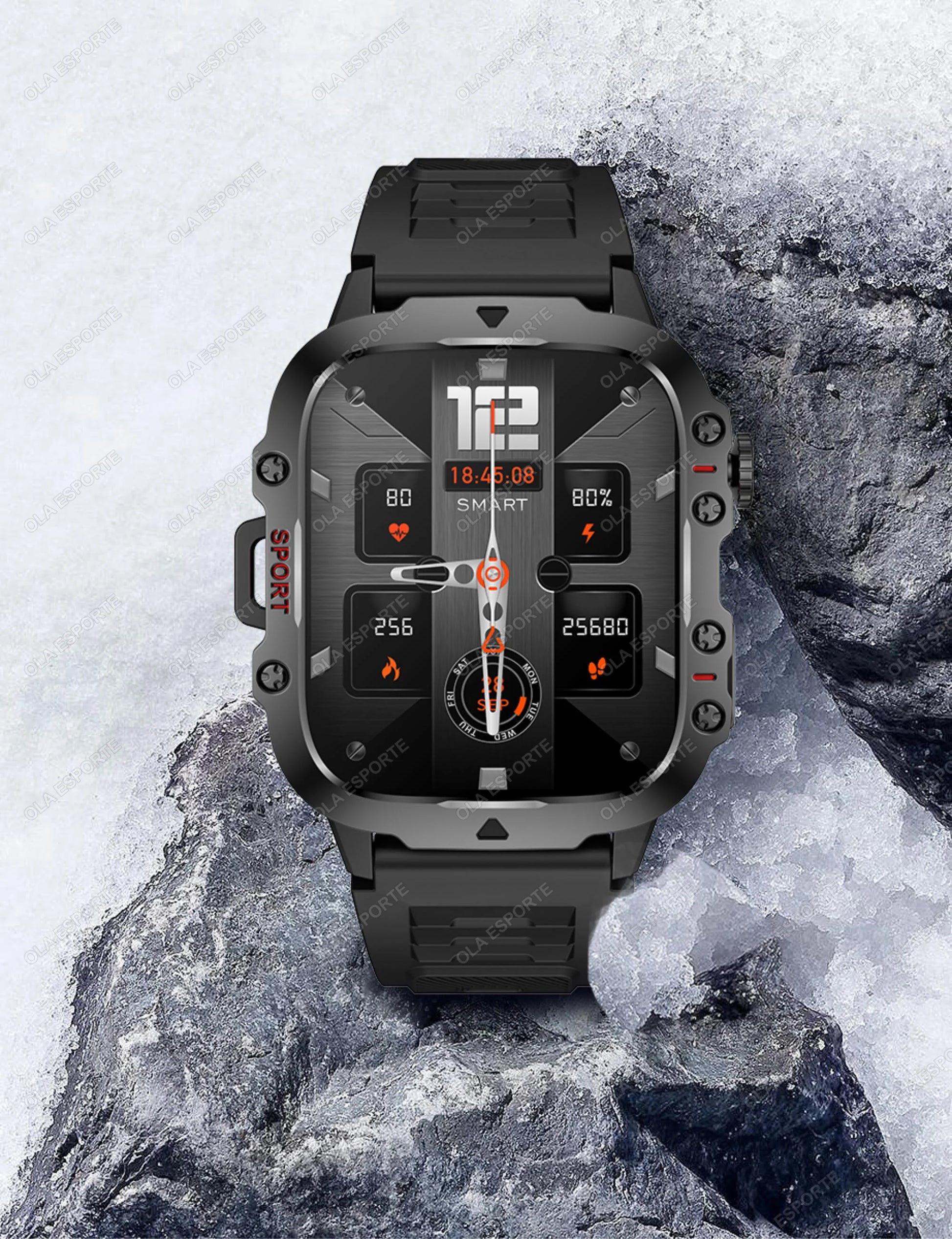 Rugged Military GPS Smart Watch for Men – Bluetooth Call, Heart Rate, Blood Oxygen, AI Voice, Sport & Waterproof