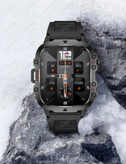 Rugged Military GPS Smart Watch for Men – Bluetooth Call, Heart Rate, Blood Oxygen, AI Voice, Sport & Waterproof