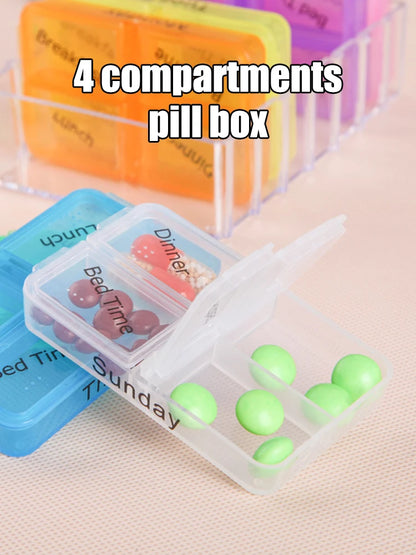 28-Compartment Medicine Box Organizer – Drawer-Style Pill Storage Case, Plastic Home Health Care Organizer