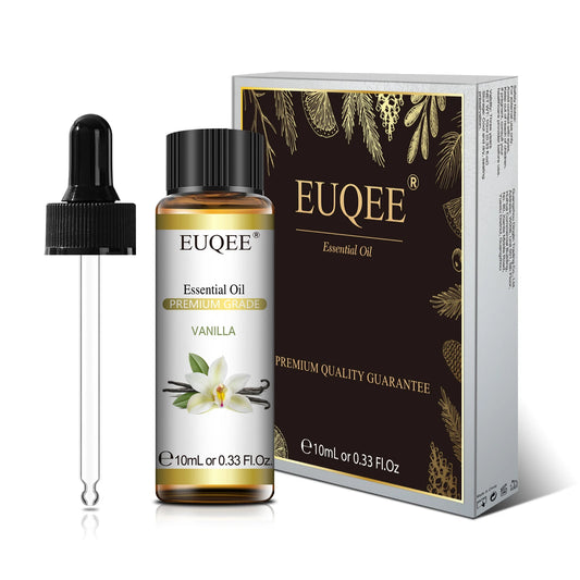 EUQEE 10ml Natural Plant Essential Oil with Dropper – Pure Lavender, Jasmine, Eucalyptus, Vanilla Oils for Diffuser, Humidifier, Aromatherapy