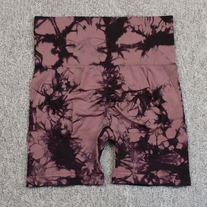 Women’s High Waisted Yoga Shorts – Seamless Tie Dye Workout Shorts for Gym, Running, Cycling & Fitness