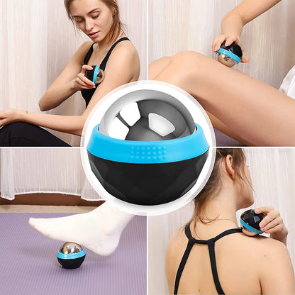 Hot & Cold Stainless Steel Massage Roller Ball – Body & Face Ice Roller for Muscle Massage