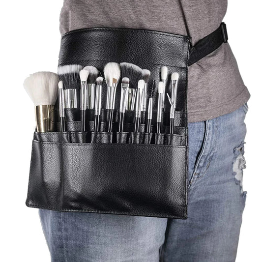 22-Pocket Professional Makeup Brush Holder Apron Bag with Belt Strap – Cosmetic Organizer for Women & Makeup Artists
