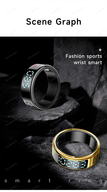 Smart Ring with Touch Display Heart Rate Sleep Tracker IP68 Waterproof Android iOS