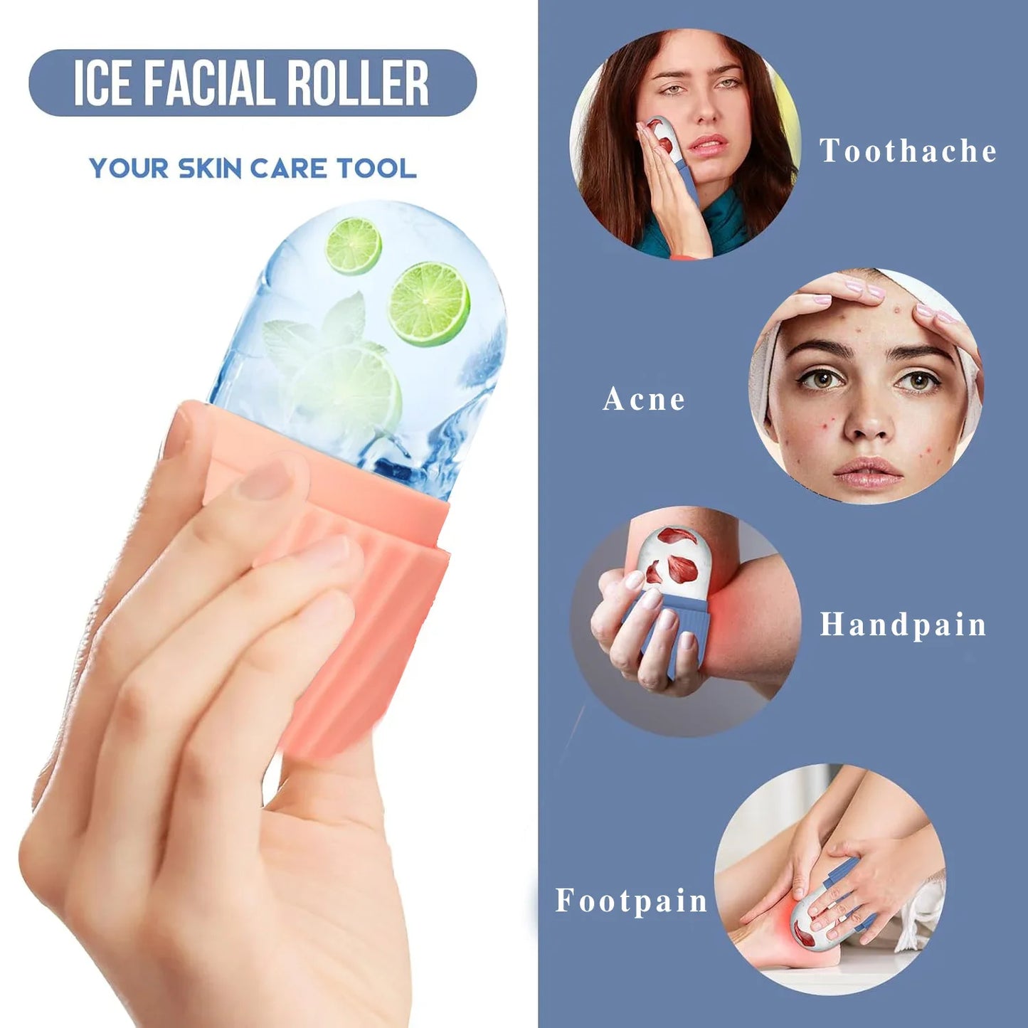 Ice Roller & Micro Needle Facial Roller Set Skin Care Face Beard Beauty Tool