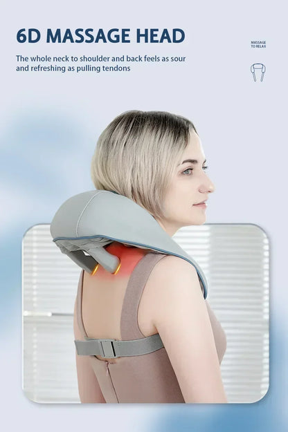 Smart Electric Heated Neck Massager Shawl – Portable Shiatsu Kneading Device for Muscle Relief & Relaxation