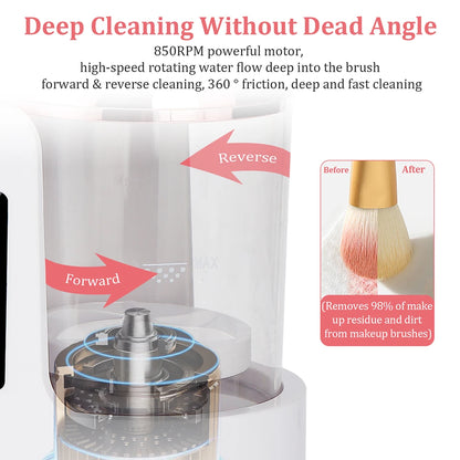 Automatic Makeup Brush Cleaner & Dryer – Electric Cosmetic Brush Washing Machine, Air Drying Stand