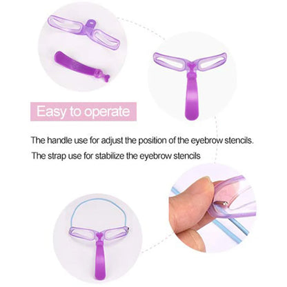 8-in-1 Reusable Eyebrow Stencil Set – Brow Shaping Templates with Handle & Strap, Makeup Tool Kit