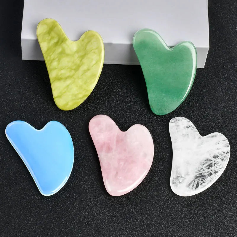 Natural Stone Gua Sha Facial Massage Tool Rose Quartz Amethyst Face Care Scraping Tool