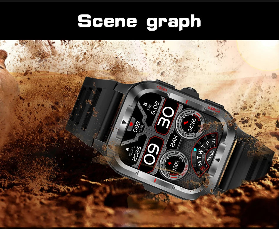 Men’s GPS Sports Smart Watch | Bluetooth Call | 480mAh Long Battery | LED Flashlight | 100+ Sport Modes | Life Waterproof