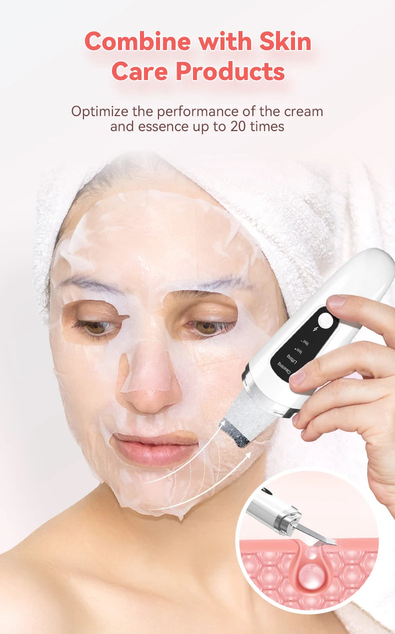 Ultrasonic Skin Scrubber Face Spatula – Deep Pore Cleaner, Blackhead Extractor & Gentle Facial Exfoliator