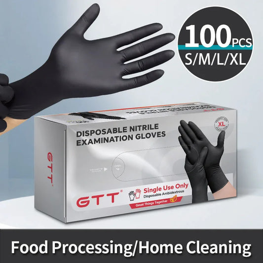 100-800 PCS Black Disposable Neoprene Gloves Powder Free Latex Free Various Sizes