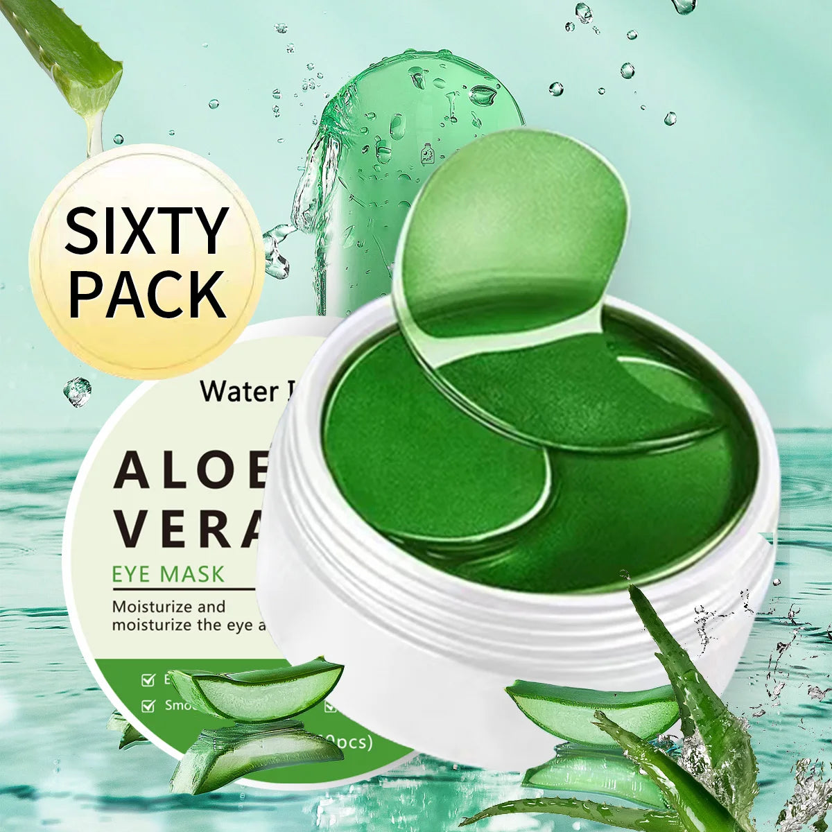 60pcs Aloe Vera Collagen Eye Masks – Anti-Dark Circles, Puffy Eyes, Moisturizing & Firming Under Eye Patches for Skincare